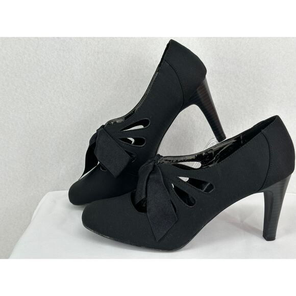 Ann Marino Fabric Heels With Bow Accent 9 1/2 - Picture 3 of 8